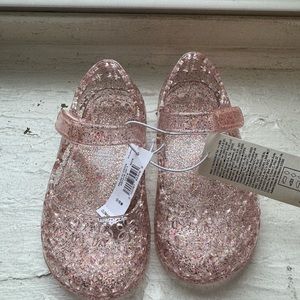 Little girls pink sparkly jelly sandals